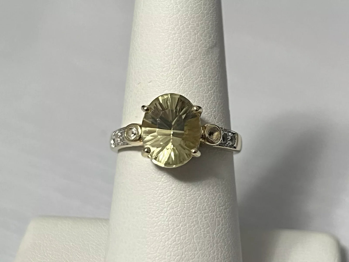 14k Yellow Gold 2.66 CTTW Lemon Quartz & White Topaz Ring