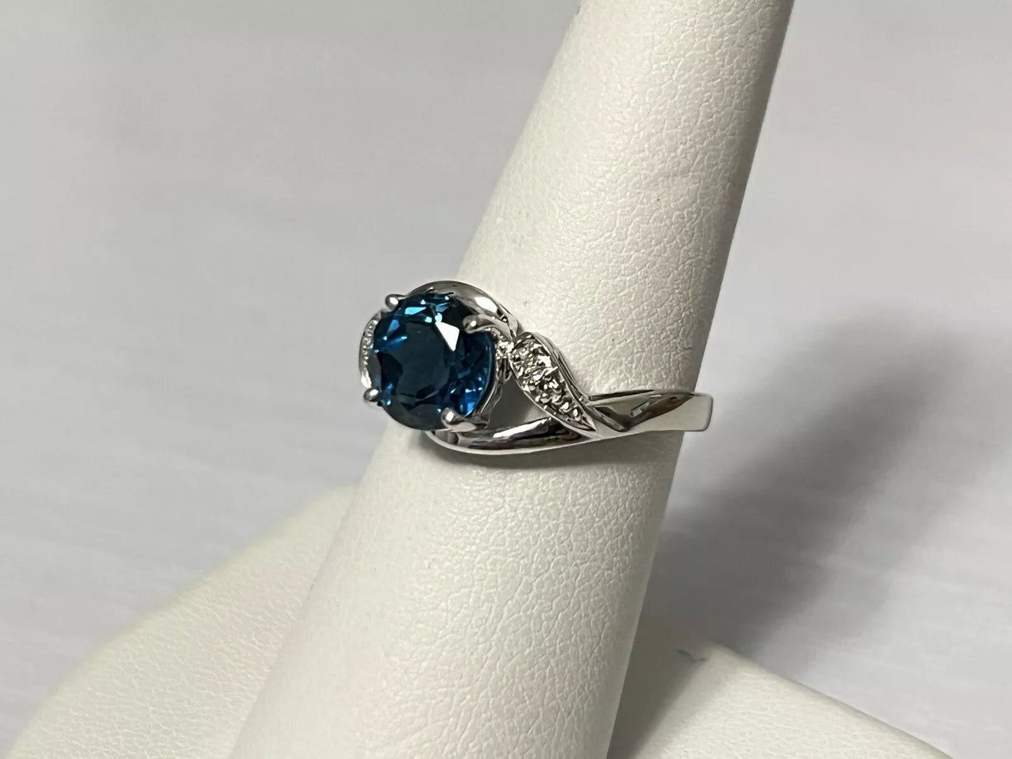 10k White Gold Natural Blue Spinel and Diamond Engagement Ring