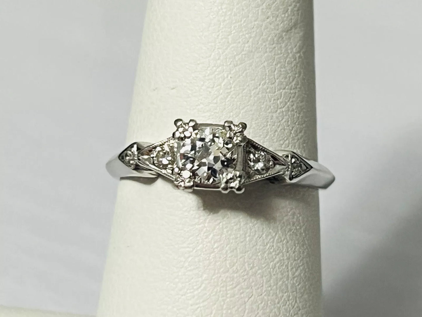 Vintage Platinum Old European Cut Diamond Engagement Ring