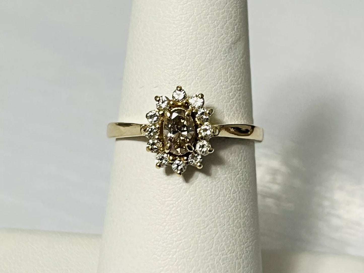 14k Yellow Gold Chocolate Diamond Halo Engagement Ring