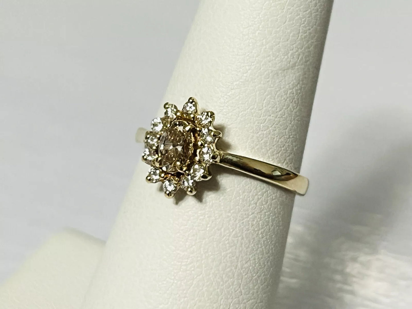 14k Yellow Gold Chocolate Diamond Halo Engagement Ring