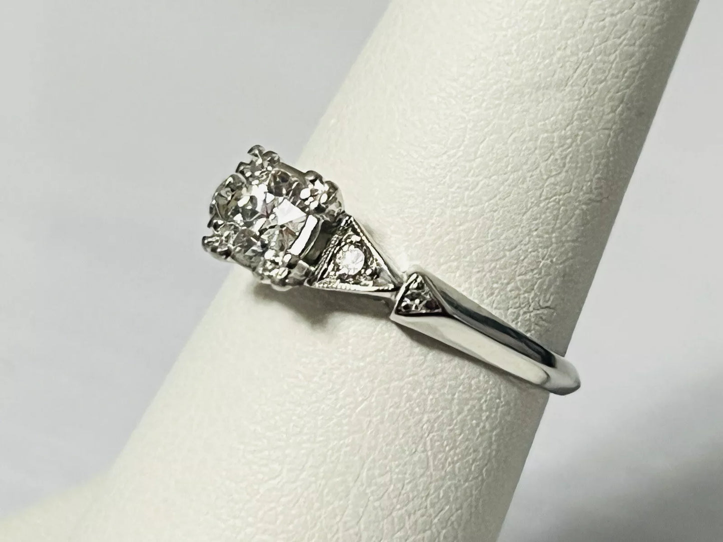 Vintage Platinum Old European Cut Diamond Engagement Ring