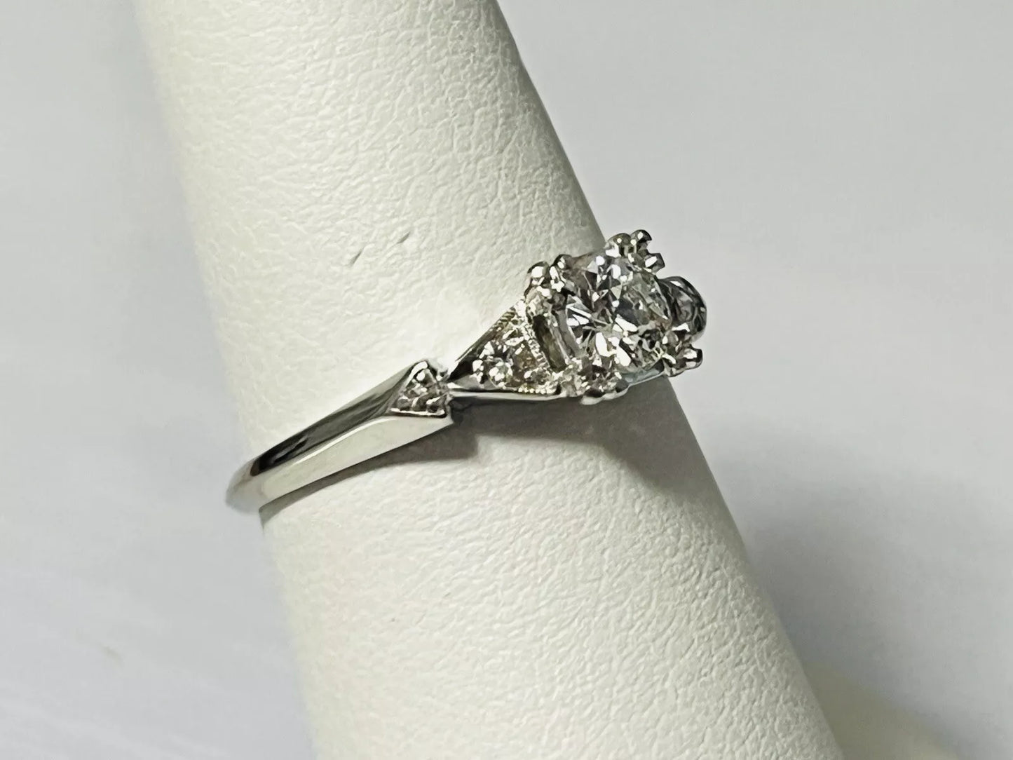 Vintage Platinum Old European Cut Diamond Engagement Ring